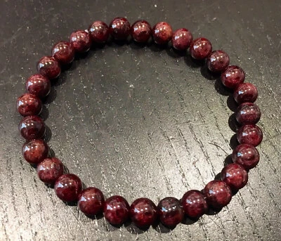 Garnet Elastic Bracelet - Natural Garnet Stone Beads by New Moon Beginnings - Image 1 of 4