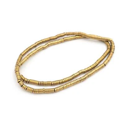 Vintageparts DIY Zwischenperlen aus synthetischem Hämatit in goldfarben 3,2mm 1  - Bild 1 von 4