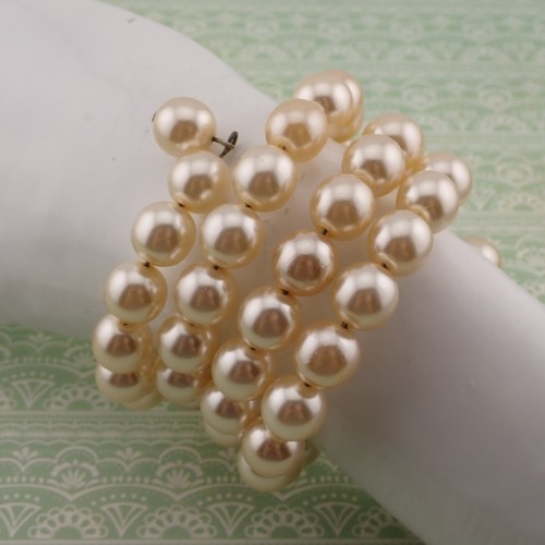 OFF WHITE Bracciale Vintage KJL Kenneth J Lane Simulato Perla 4 Bobine