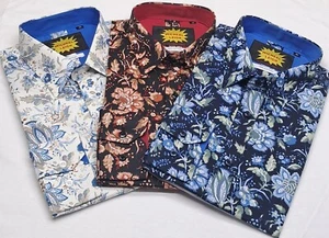 *LIMITED TIME DEAL* MENS FORMAL OR CASUAL WEAR FLORAL SHIRTS LONG SLEEVE COTTON - Picture 1 of 7