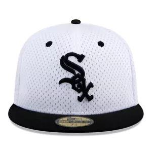 Men's Chicago White Sox New Era White Throwback Mesh 59FIFTY Fitted Hat - Picture 1 of 5