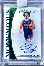CADE CUNNINGHAM 2021-22 Panini Flawless Momentous RC ON CARD Auto 2/5 Emerald 💎