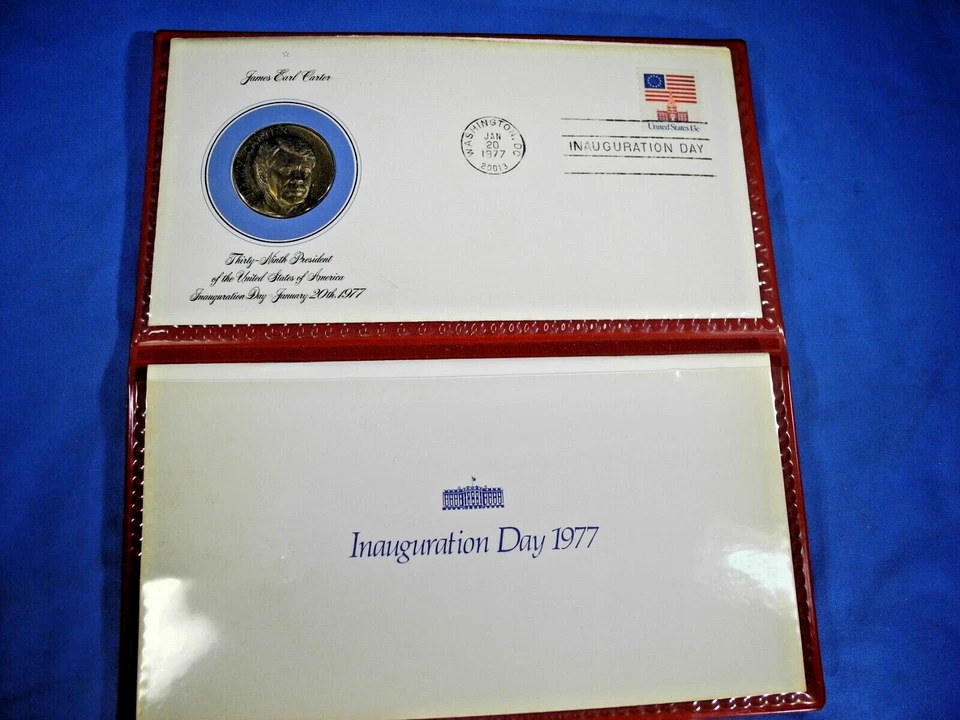 Jimmy Carter Inauguration Day First Day Cover with Bronze Coin, January 20, 1977 - Image 1 of 4