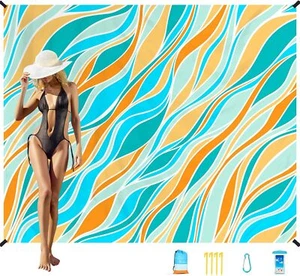 Oversized Beach Blanket 78"x110" Waterproof Sandproof for Travel Camping - Picture 1 of 7