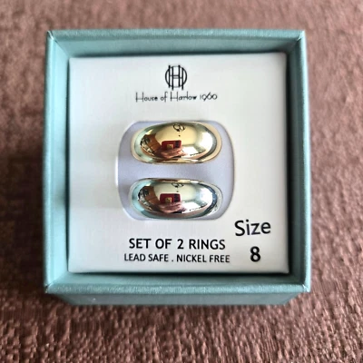 Nuevo juego de dos anillos House of Harlow 1960 / talla 8 / caja Foto 1 de 4