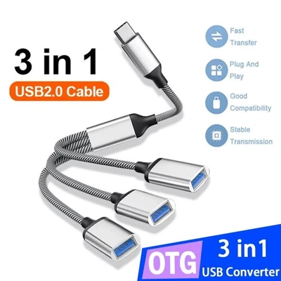 Type C to USB, USB C Male OTG A Female Data Connector Converter Cable Adapter - Image 1 of 4