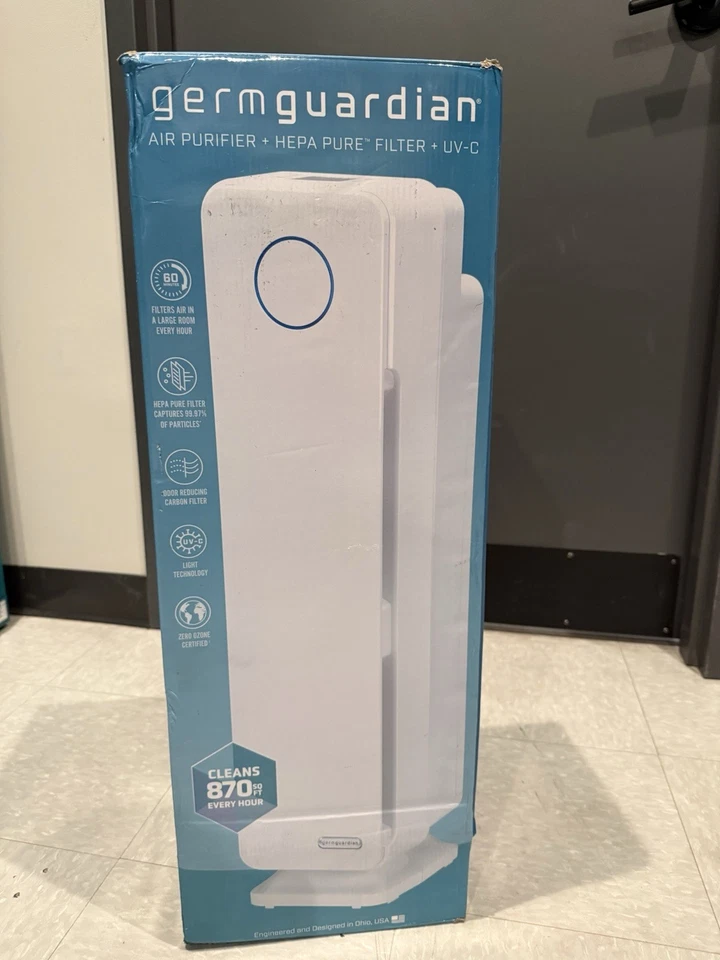 NUEVO Purificador de aire HEPA GermGuardian 870 pies cuadrados con luz UV-C para matar gérmenes AC5350W Foto 1 de 4