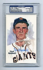 CARL HUBBELL AUTOGRAPHED PEREZ STEELE POST CARD PSA/DNA SLABBED - Picture 1 of 1