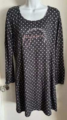 Marilyn Monroe LIFE BETTER IN PAJAMAS Grey Polka Dot Nightgown Sleep Shirt M - Image 1 of 4