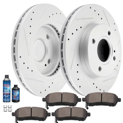 Front Brake Discs Rotors Ceramic Pads For Ford Fiesta 2014 - 2015 Drill And Slot Foto 1 de 4
