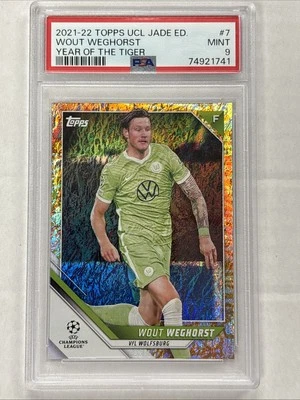 PSA 9 2022 Topps Jade Edition Wout Weghorst Tiger #/75 Wolfsuburg Netherlands - Image 1 of 2