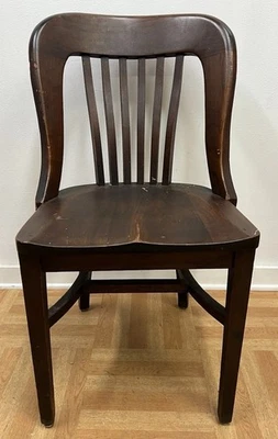 SILLA DE OFICINA DE MADERA de colección banquero lateral escritorio juzgado abogado antigua misión roble Foto 1 de 4