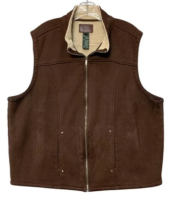 Lauren Ralph Lauren Womens 2XL Brown Sherpa Lined Open Front Vest Faux Suede - Image 1 of 4