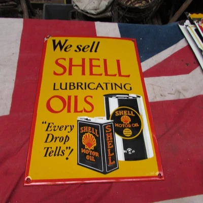 SHELL  Garage Advertising Metal Enamel Sign HEAVY - Image 1 of 3