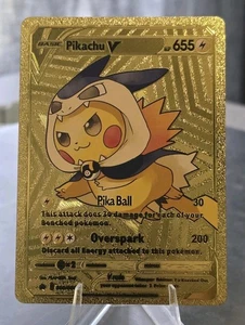 Pokémon Pikachu V 655hp Gold Foil Fan Art Sammlerkarte TCG - Bild 1 von 2
