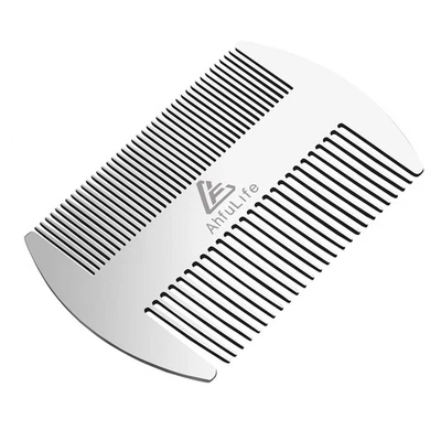 Metal Hair  Beard Comb Edc Credit Card Size Antistatic Dual Action Stainless St - Image 1 of 4
