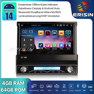Universal 64GB DAB+ CarPlay Android 14 Autoradio GPS WiFi BT5.0 RDS DSP DVD OBD2 - Bild 1 von 4