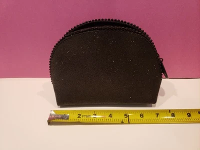 MAC - Bolsa de Maquillaje Brillante Negra con Brillo Plateado ~ Nueva Sin Caja Foto 1 de 3