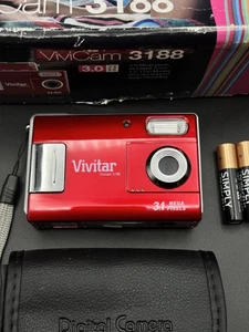 Vivitar Vivicam 3188 Red Digital Camera 3.1MP - Box, Case + Batteries - Working - Picture 1 of 17