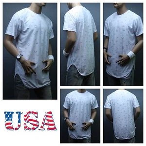 Men Long T-Shirt Extended Shirt Vintage Thrasher Urban Tee Elongated T White - Picture 1 of 1