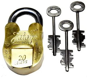 20 palancas de latón hecho a mano cerradura funcional vintage candado de alta resistencia con 3 llaves - Imagen 1 de 6