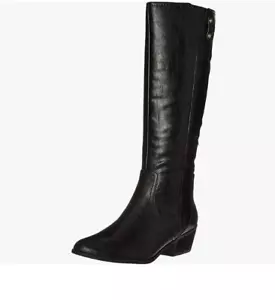 Black Women's Leather Earthing Long Boots - Picture 1 of 6