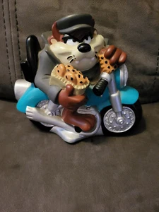 Tasmanian Devil on Motorcycle Vintage Plastic Bank (Taz, Warner Bros, 1998) - Picture 1 of 3