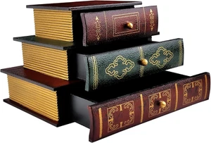 BLUME Vintage Deko Organizer Holz Falsches Buch Aufbewahrungsbox Schmuckkästchen - Bild 1 von 12