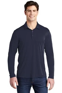 Sport-Tek ST520LS Mens Long Sleeve Posi UV Pro Moisture Wicking Polo Shirt - Picture 1 of 10