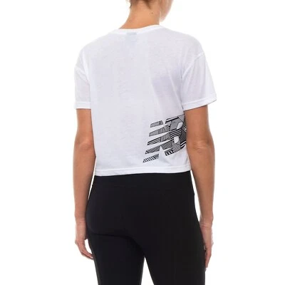 Mujer New Balance Deporte Recortado Manga Corta Capas Entrenamiento Gimnasio Camiseta Blanca Foto 1 de 2
