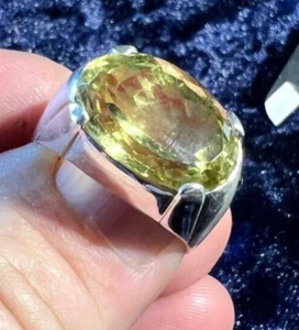 R13.,‼️❤️ Herren - Silber - Ring m. Citrin Lemonfarbe Silber 925´er ⏀22,4 mm - Bild 1 von 9