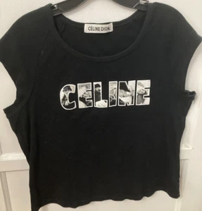 Celine Dion T Shirt Black Cap Sleeves with Celine photographs on front - Medium - Picture 1 of 6