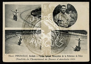 1930s Pirouelle Motorcycle Acrobat circus carnival sideshow postcard - Picture 1 of 5