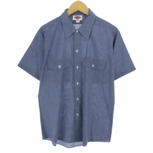 80'S Dickies Chambray Short Sleeve Work Shirt Made in USA Men's L Vintage /e... - Picture 1 of 6