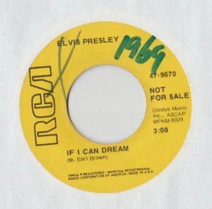 ELVIS PRESLEY  If I Can Dream 45 RECORD 1968 RCA YELLOW DJ PROMO VG+ - Picture 1 of 2