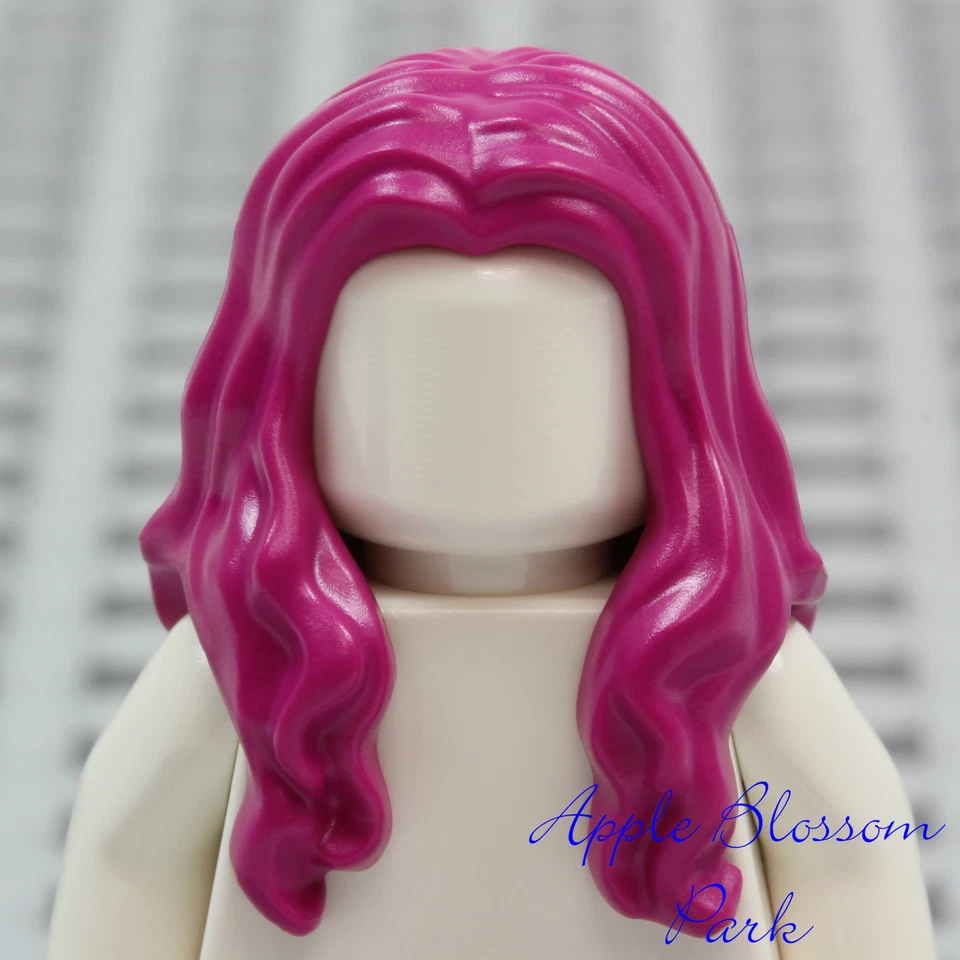 NUEVO Lego Niña Minifigura Largo Oscuro PELO ROSA Amigos Mujer Ondulado Hombro Cabeza Equipo Foto 1 de 4