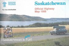 1988 SASKATCHEWAN Official Highway Road Map Regina Saskatoon Moose Jaw Canada