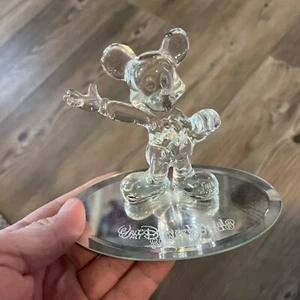 Disney Mickey Mouse Crystal Figurine On  Mirror - Picture 1 of 4