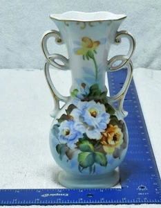 Jarrón floral vintage de cerámica Ucagco pintado a mano rosas hecho en Japón - Imagen 1 de 7