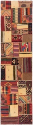 Kelim Patchwork Handgewebter Perserteppich 325x86cm-Nomadic,Orient,Modern,kilim - Bild 1 von 4