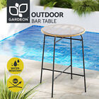 Gardeon Outdoor Bar Table Wicker Dining Bistro Patio Balcony Glass Table Steel