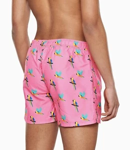New HAPPY SOCKS Parrots Mens Swim Shorts MEDIUM Pink/Multi 4” Inseam NWT $75 USD - Bild 1 von 9