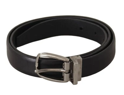 Dolce & Gabbana Ceinture Noir Classique Cuir Argent Ton Métal Boucle S.90cm / 3 - Photo 1/4