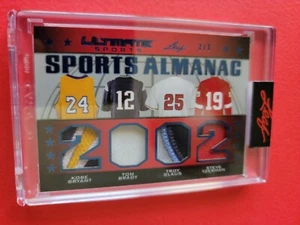KOBE BRYANT TOM BRADY STEVE YZERMAN 4 PIECE GAME USED JERSEY PATCH CARD #d3/3 - Picture 1 of 2