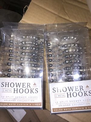 2 Packs- Shower Curtain Hooks Double Glide Rings Chrome Set Of 12 NEW - image 1 of 3
