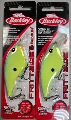 2-Berkley Frittside Crankbait SZ 5, Biggun 3/7 oz Blue Chartreuse Value BR31