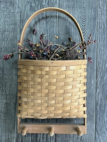 Wicker Wall Hanging Basket Handle Hooks Holder Woven Country Rattan Cover