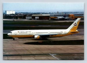 Royal Brunei Boeing B-767-33A ER V8-RBG Heathrow Airplane 1998 Postcard Vtg A2 - Picture 1 of 2