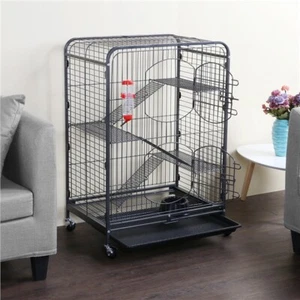 94cm Rat Cage 4-Tier Pet Cage w/ Bowl & Bottle for Ferret/ Chinchilla/ Rabbit - Picture 1 of 11