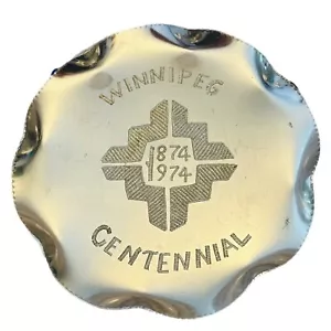 Vassoio portacenere vintage Winnipeg centenario 1894 - 1994 celebrazione alluminio inciso - Foto 1 di 3
